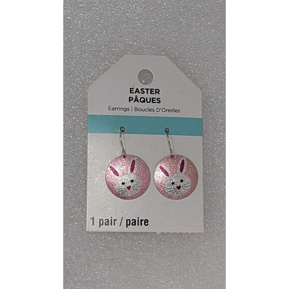 Easter Pâques Nickel Free Bunny Rabbit Earrings Pink - Picture 1 of 2